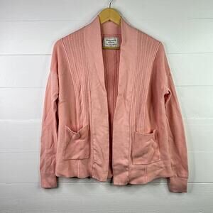 ABERCROMBIE & FITCH Peach Pink Knit Open‎ Front Long Sleeve Cardigan Sweater XS